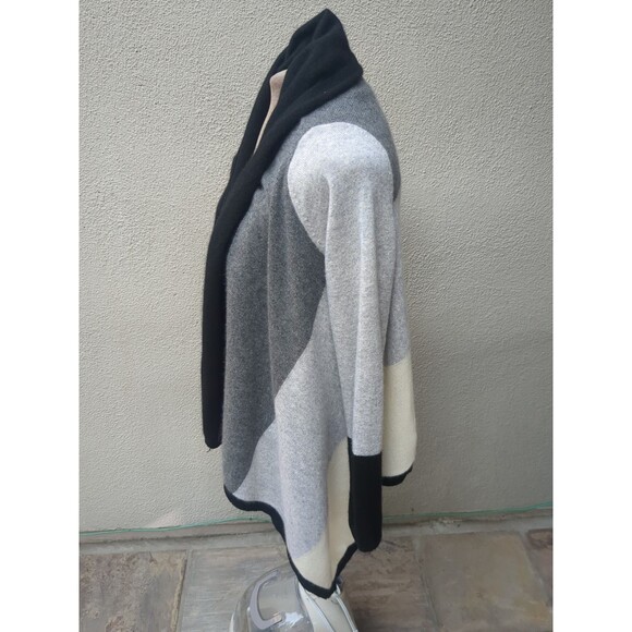 Charter Club 100% Cashmere Cardigan LG Color block Neutrals Scarf Hem. - Picture 5 of 10